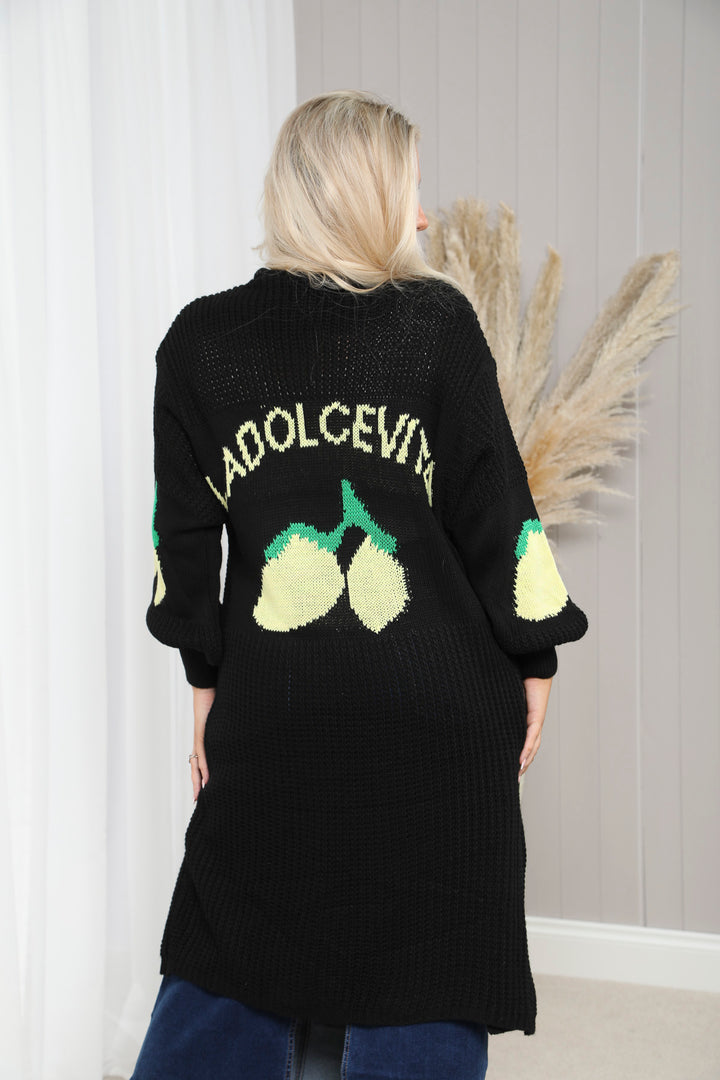 Lola Lemon Maxi Cardigan Black