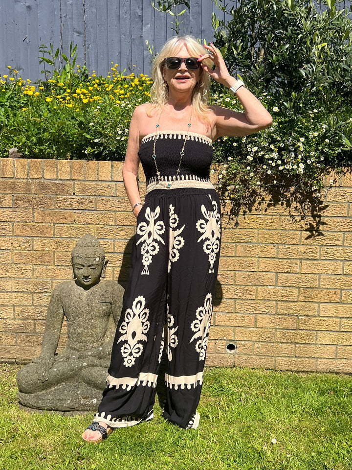 Aruba Damask Jumpsuit Black