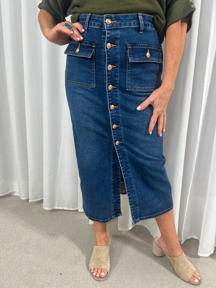 Front button Denim skirt