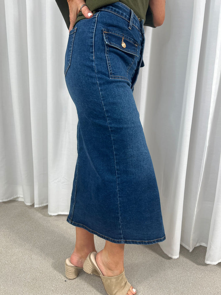 Front button Denim skirt