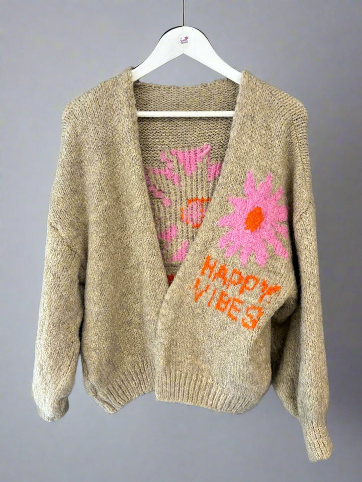 Happy Vibes Cardigan Oat