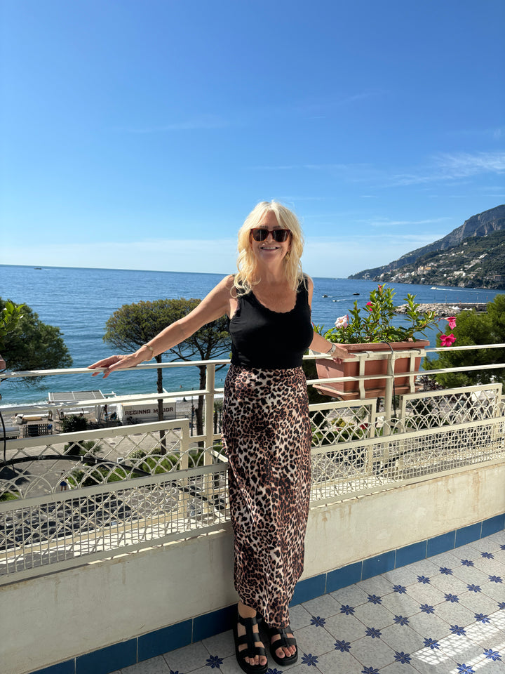 Amalfi Leopard Satin Skirt