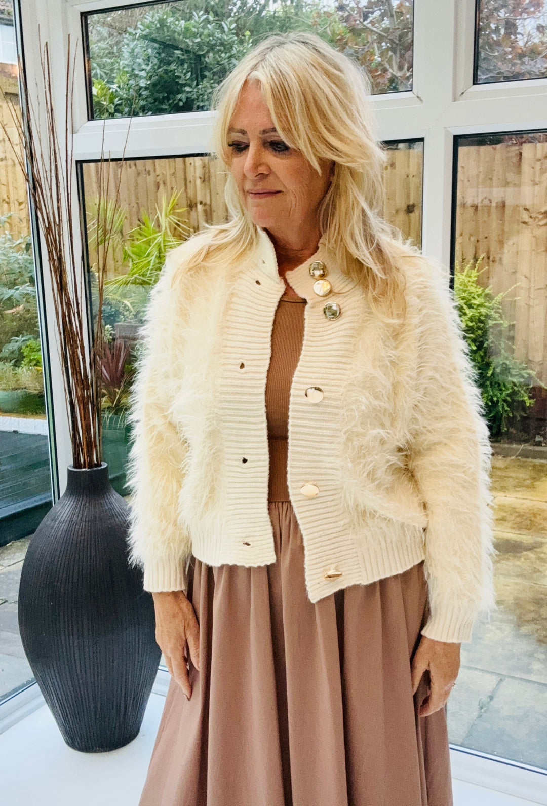 Eira Fluffy Cardigan Cream