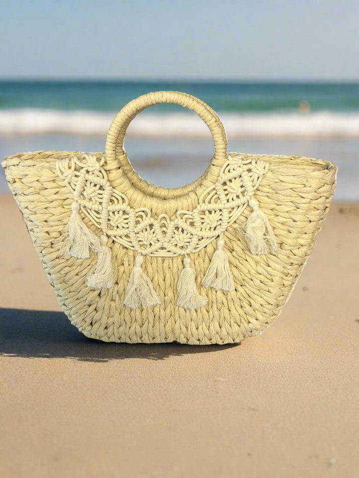 Natural Straw Bag with tassels