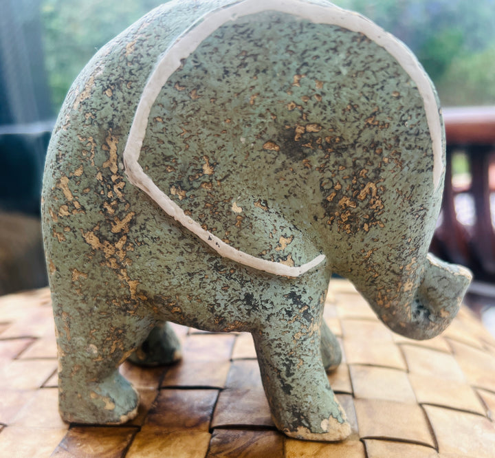 Elephant Woodcarving Turquoise