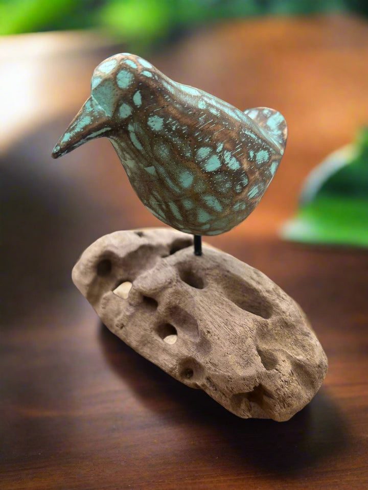 Wooden Bird on Root Base