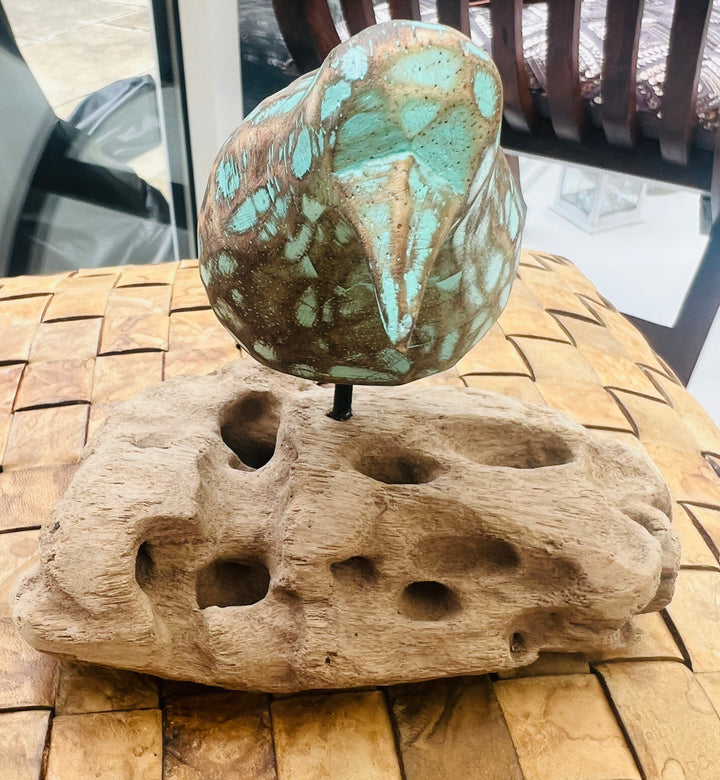 Wooden Bird on Root Base