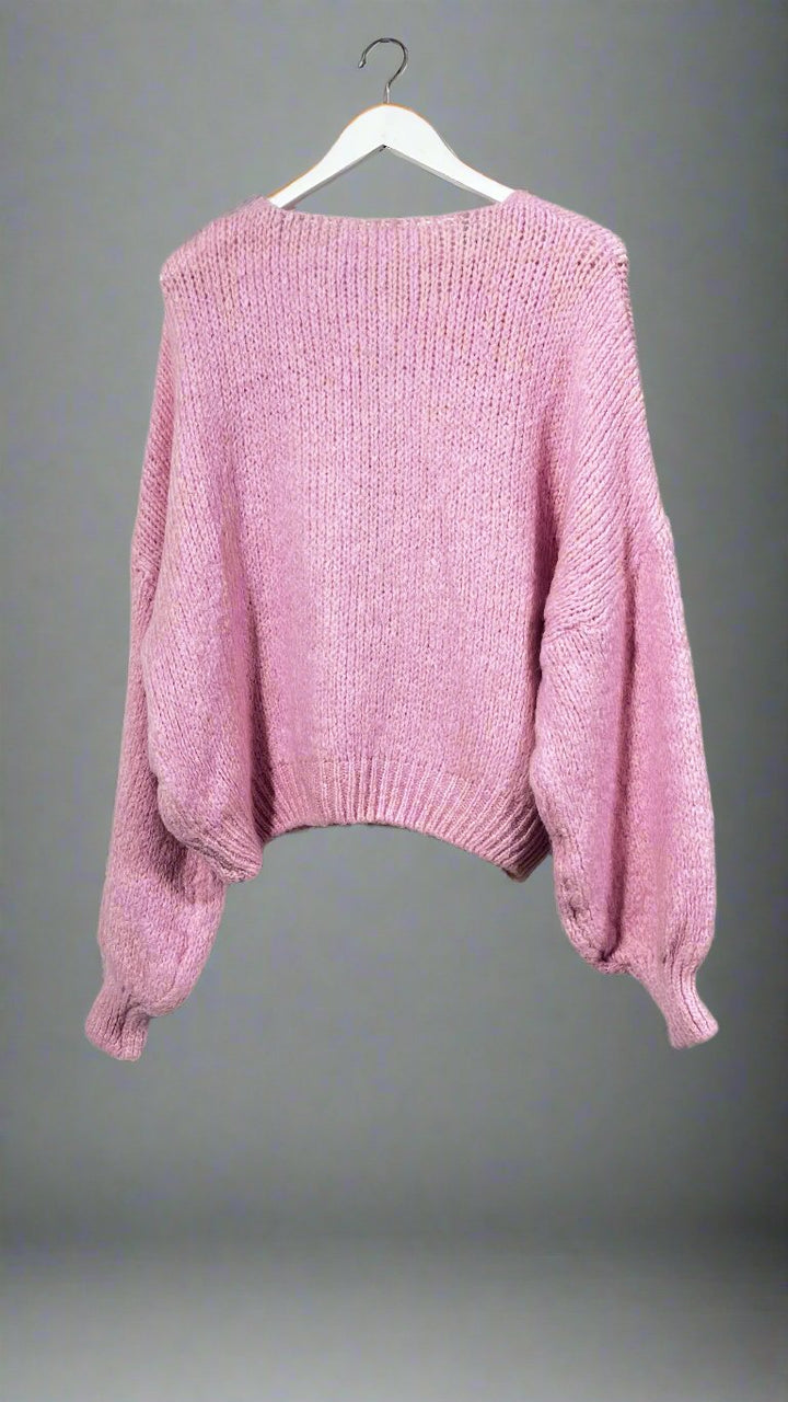 Tie Front Cardigan Pink