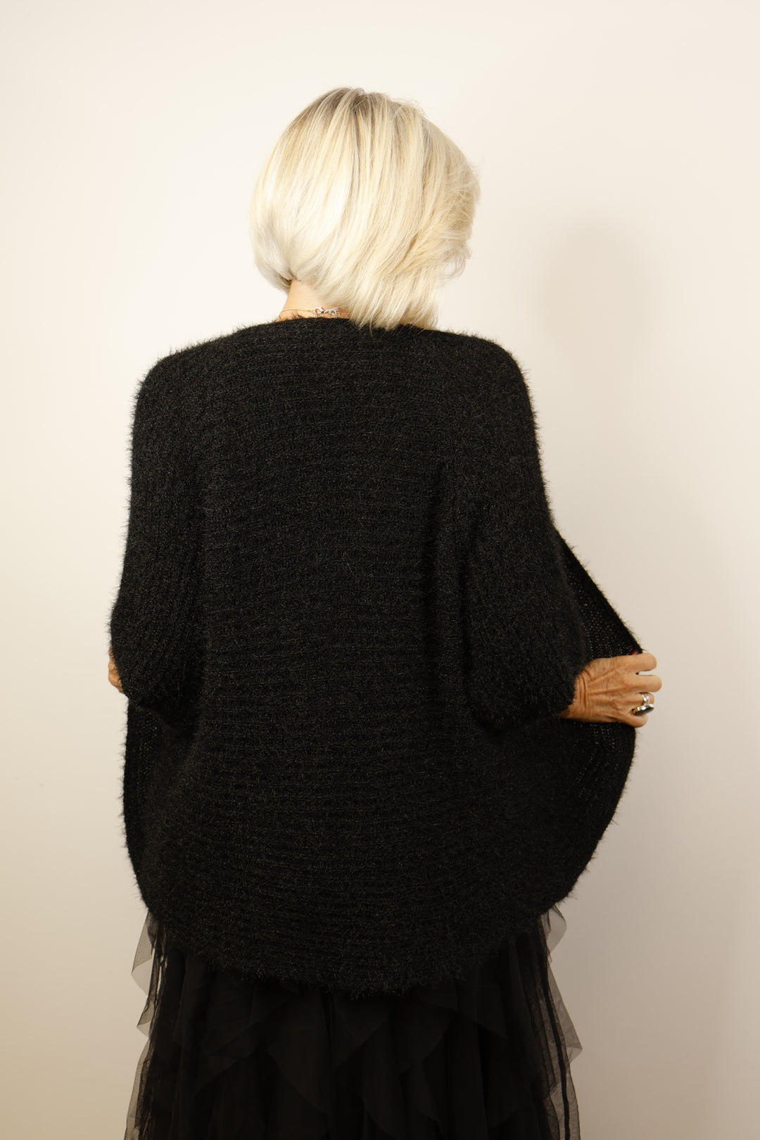 Fluffy Batwing Cardigan Black