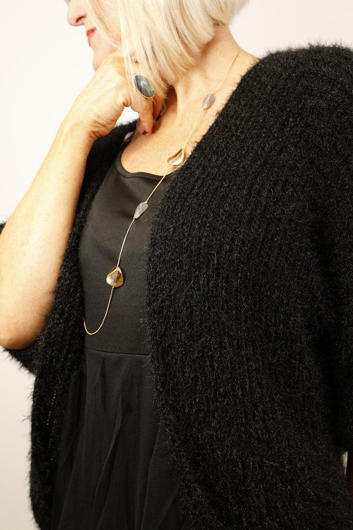 Fluffy Batwing Cardigan Black