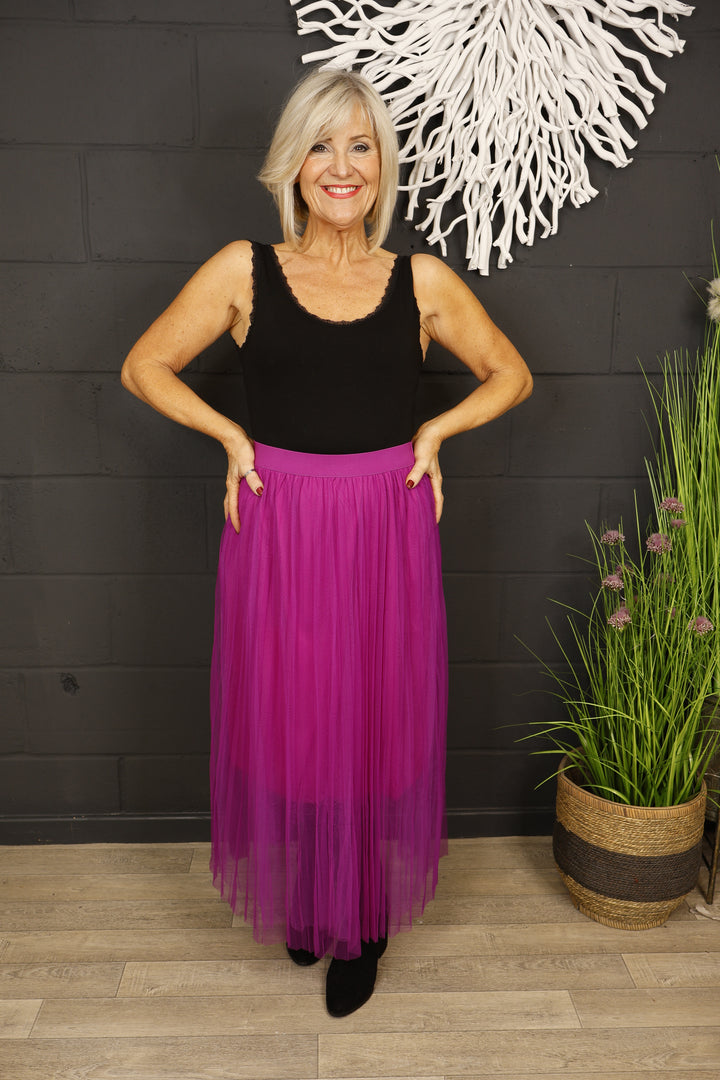 Tulle Maxi Skirt Magenta