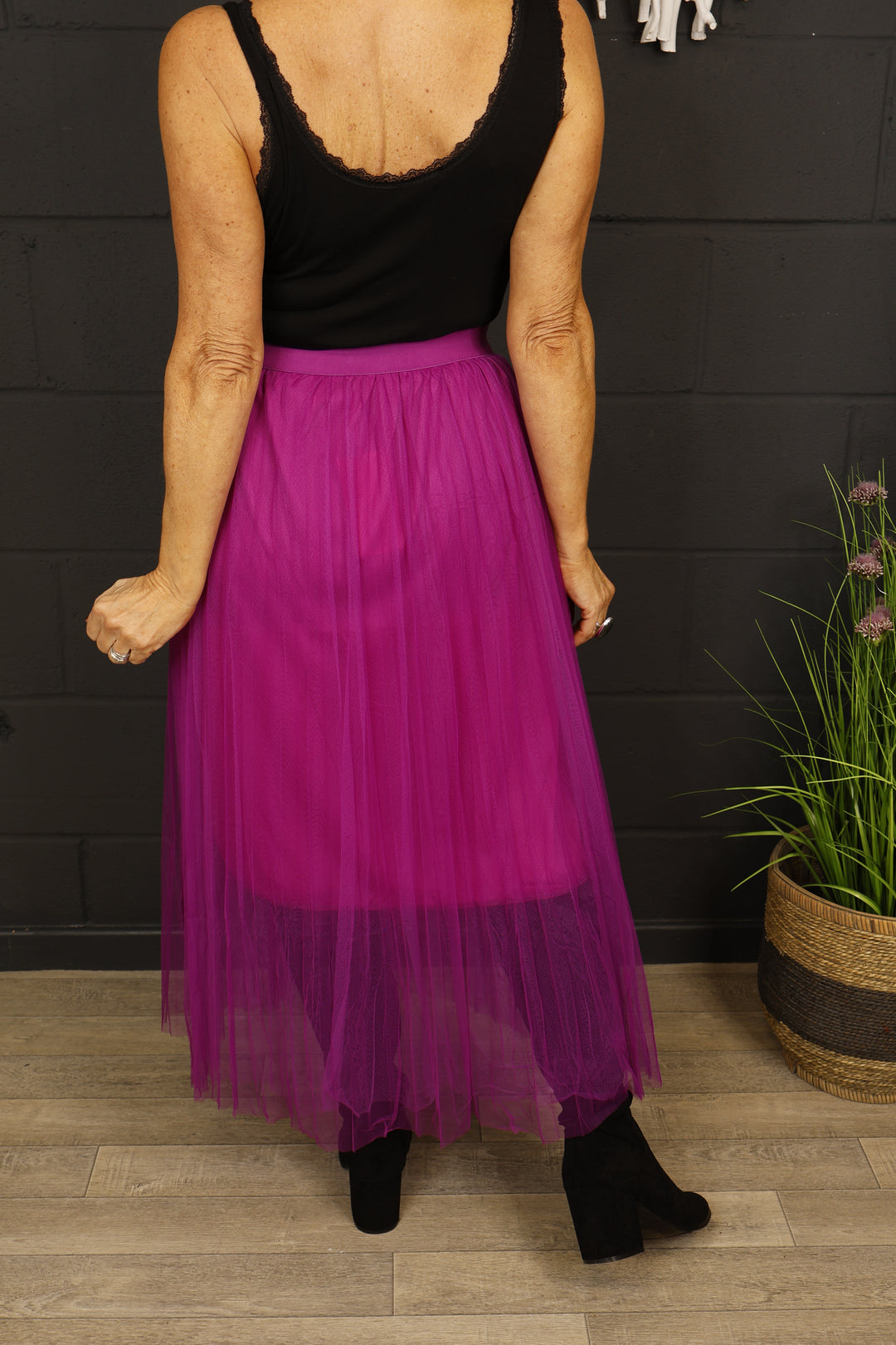 Tulle Maxi Skirt Magenta