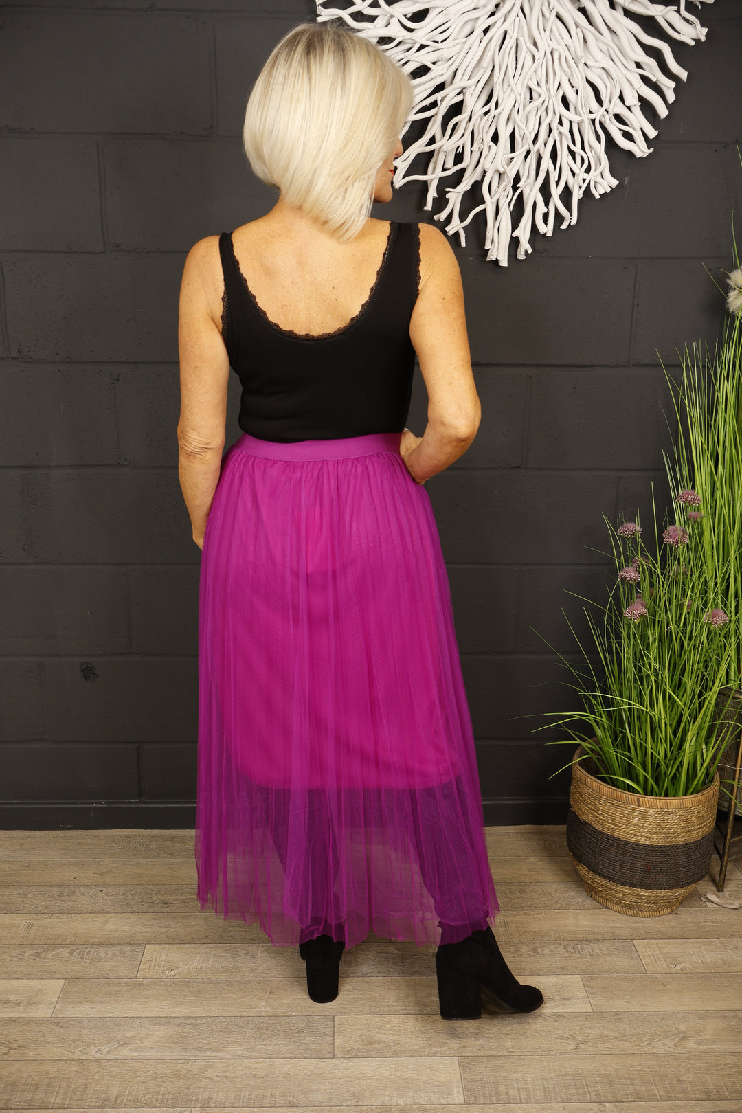 Tulle Maxi Skirt Magenta