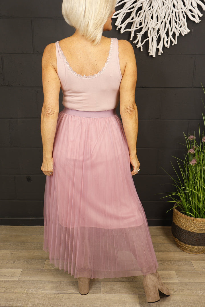 Tulle Maxi Skirt Pink