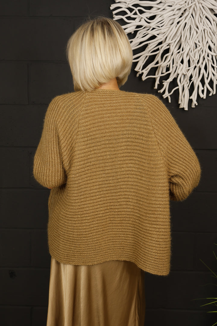 Fluffy Batwing Cardigan Camel