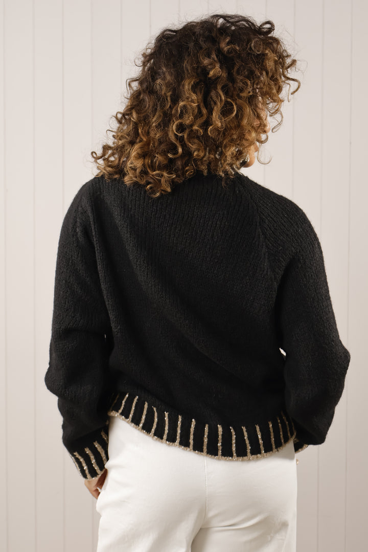 Nelle Funnel Neck Jumper Black