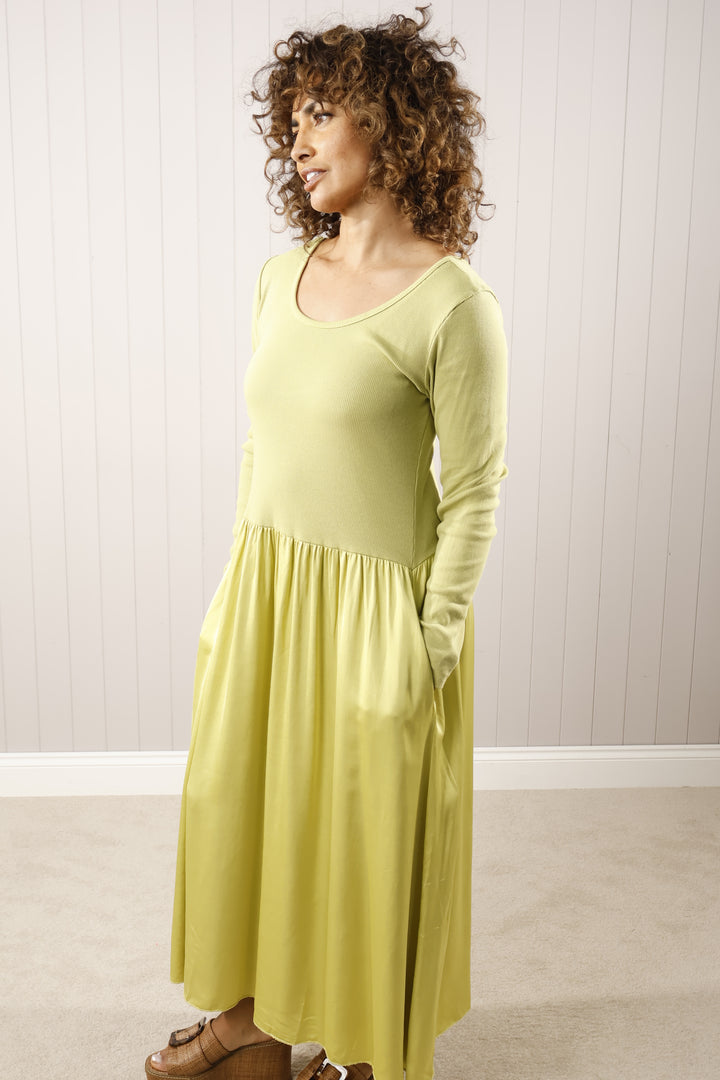 Venus Silk Dress Lime Zest