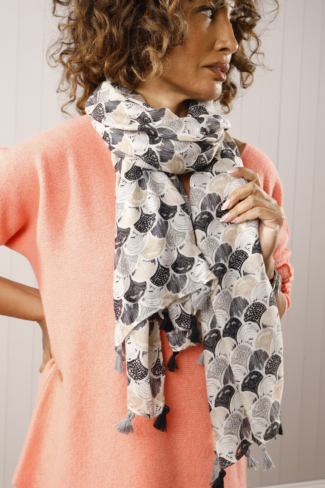 Felicity Fan Scarf Grey