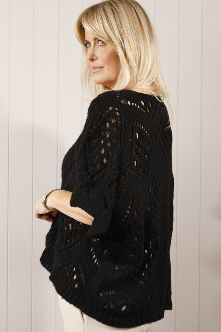 Aven Open Knit Jumper Black