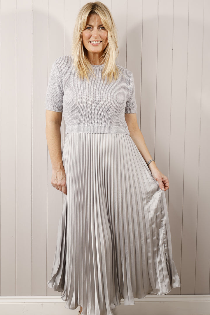 Zahara Pleated Dress Grey