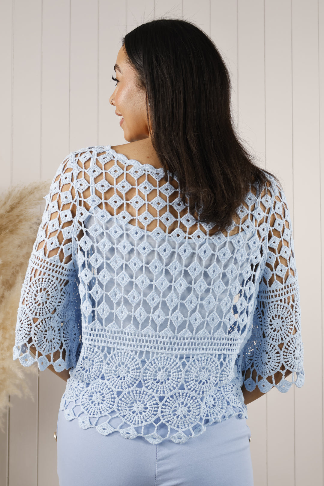 Cressida Crochet Top Light Blue