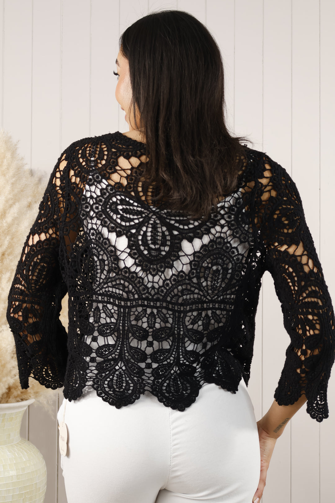 Cyra Crochet Cardigan Black