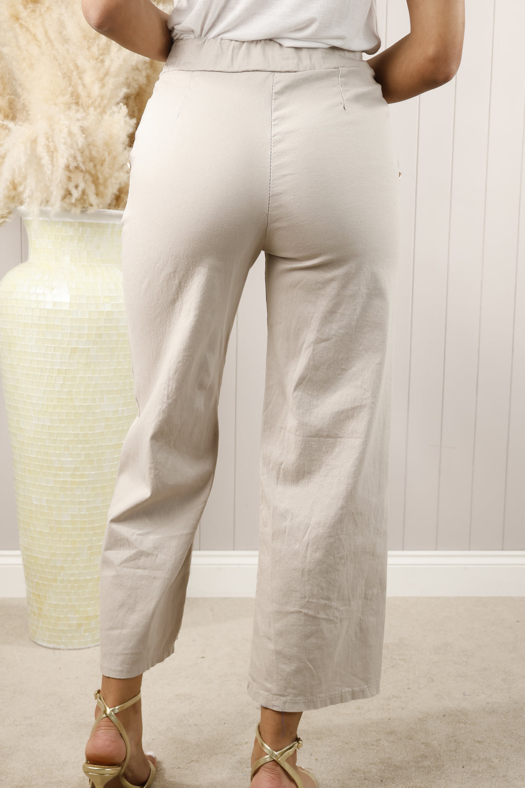 Alba Button Trousers Beige