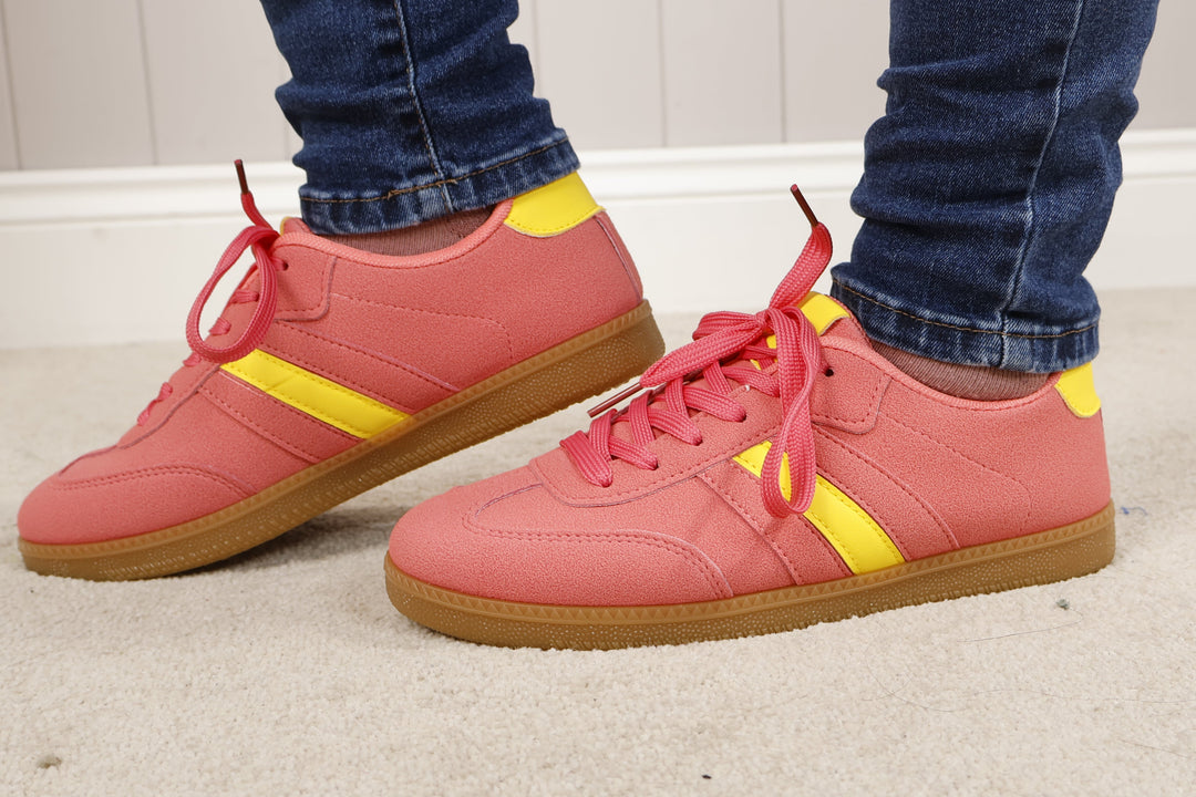 Vespa stripe Trainers Coral/Yellow