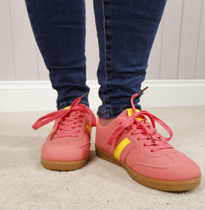 Vespa stripe Trainers Coral/Yellow