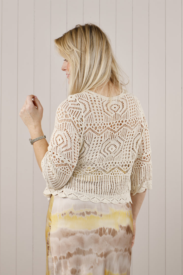 Zelda Crochet  Top  Beige