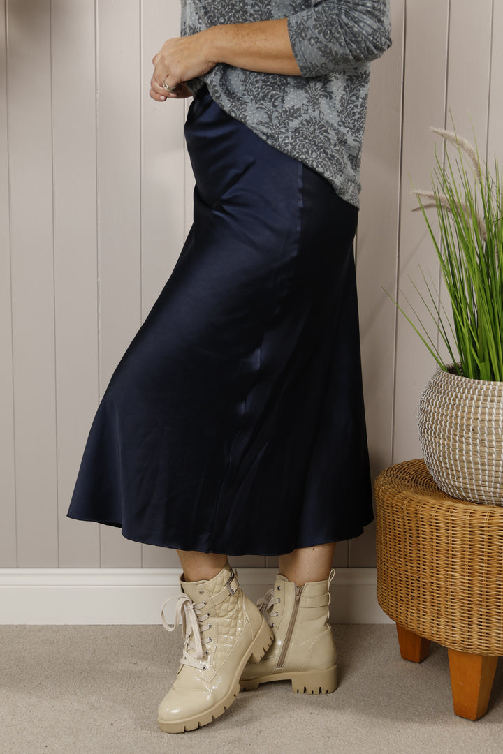 Beatrice Satin skirt Navy