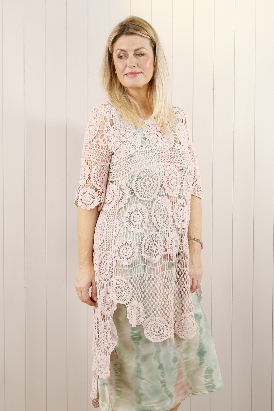 Thea Open Knit Tunic Dusky Pink