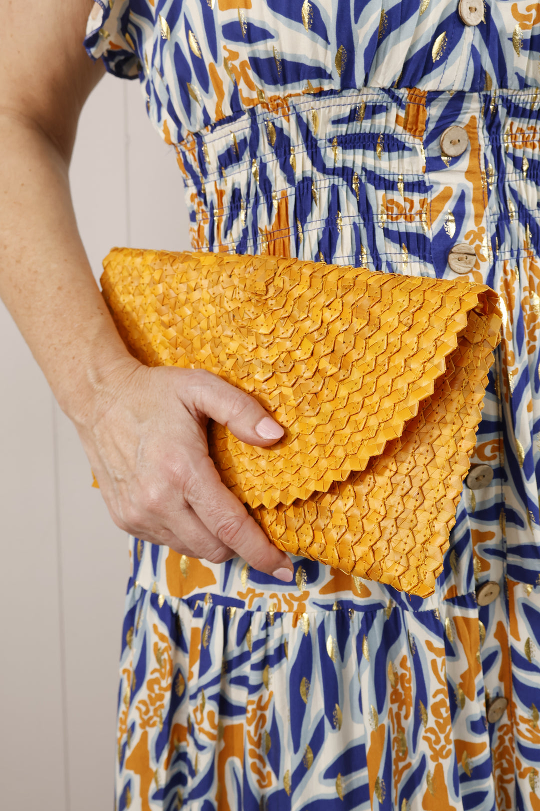 Shay Straw Clutch Bag Orange