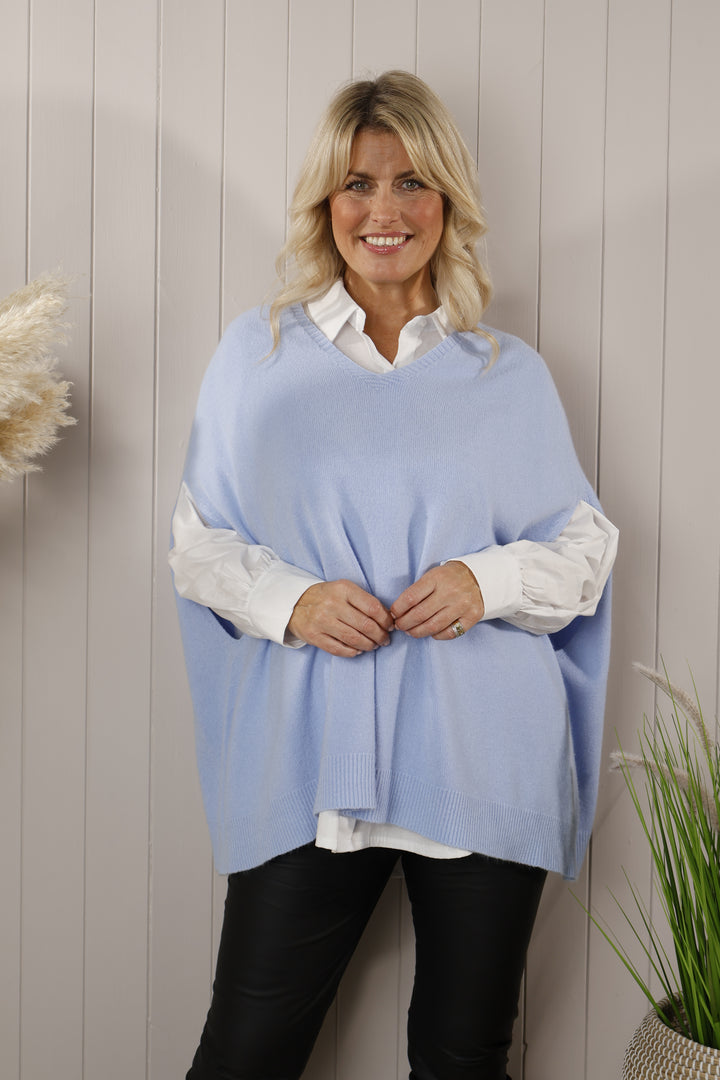 Keely Poncho Top Powder Blue