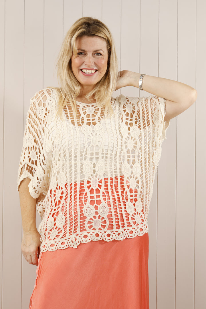 Cora Crochet Top Beige