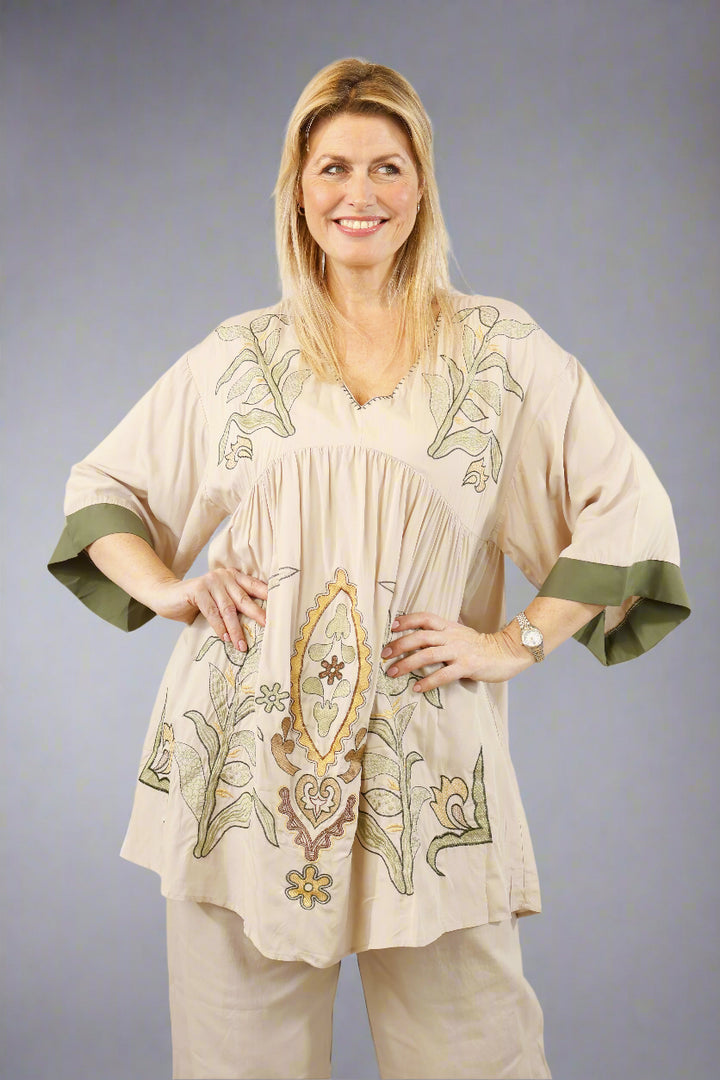 Xena Embroidered Tunic Latte