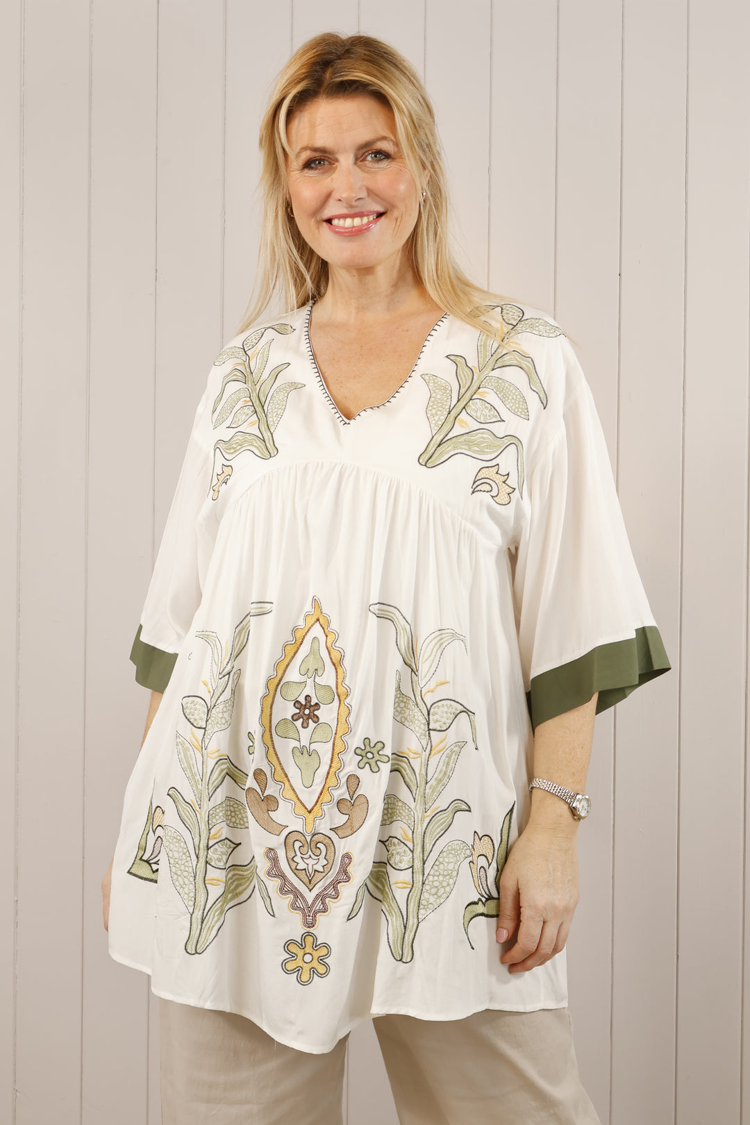 Xena Embroidered Tunic Cream