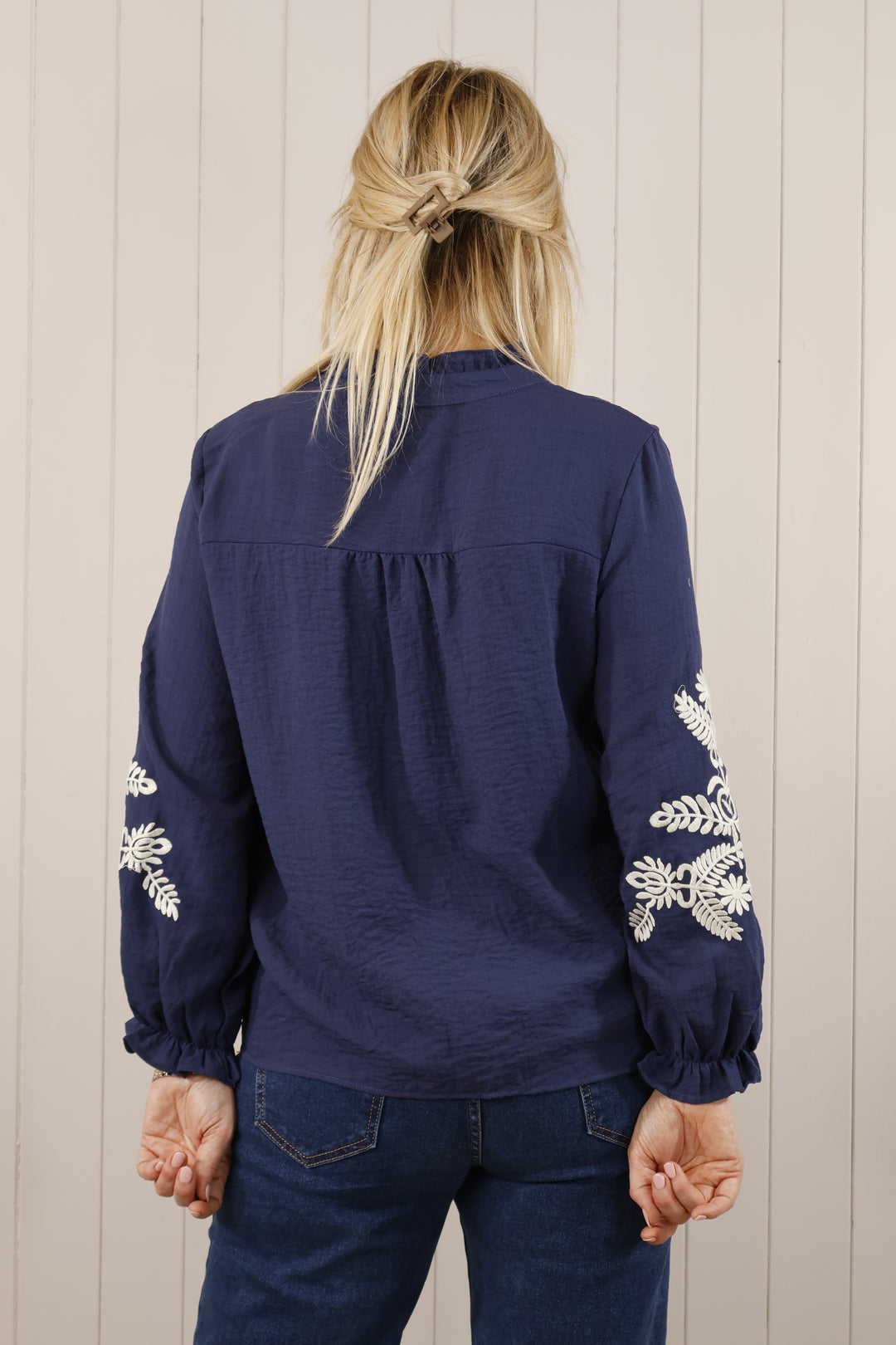 Tulip Embroidered shirt Navy