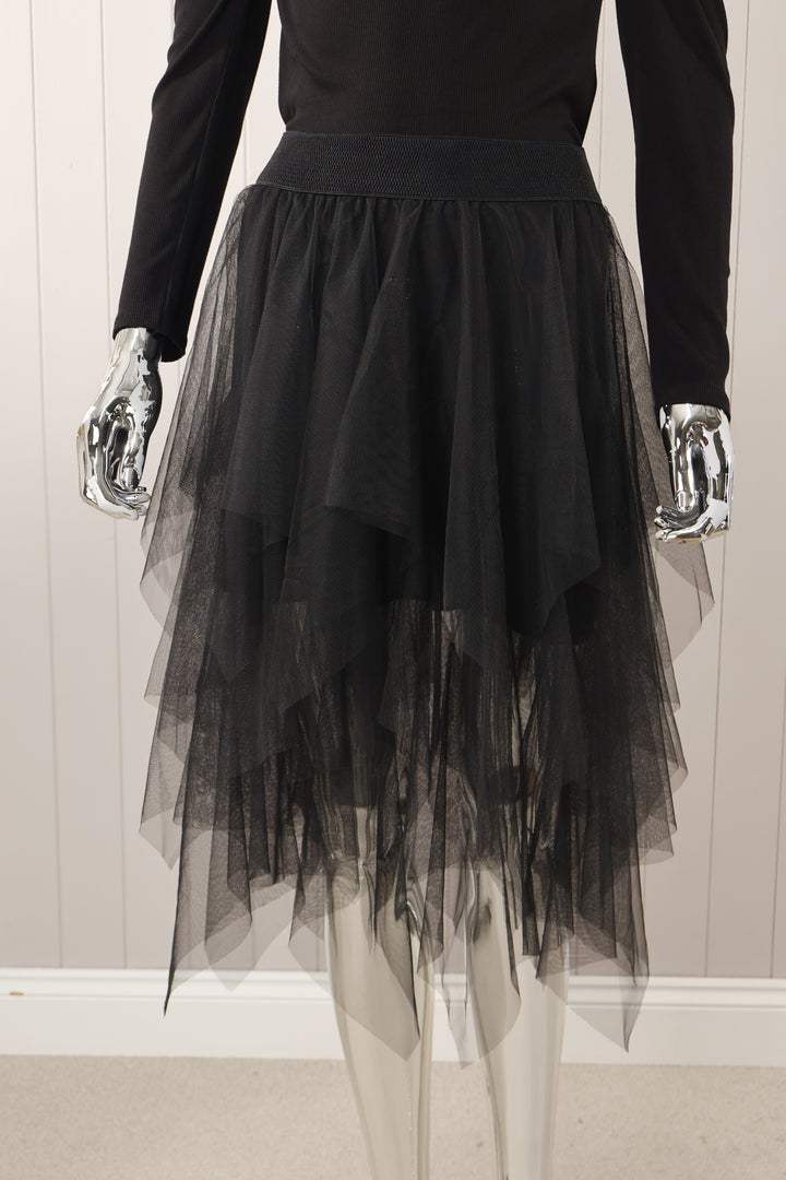 Short Layered Tulle Skirt Black