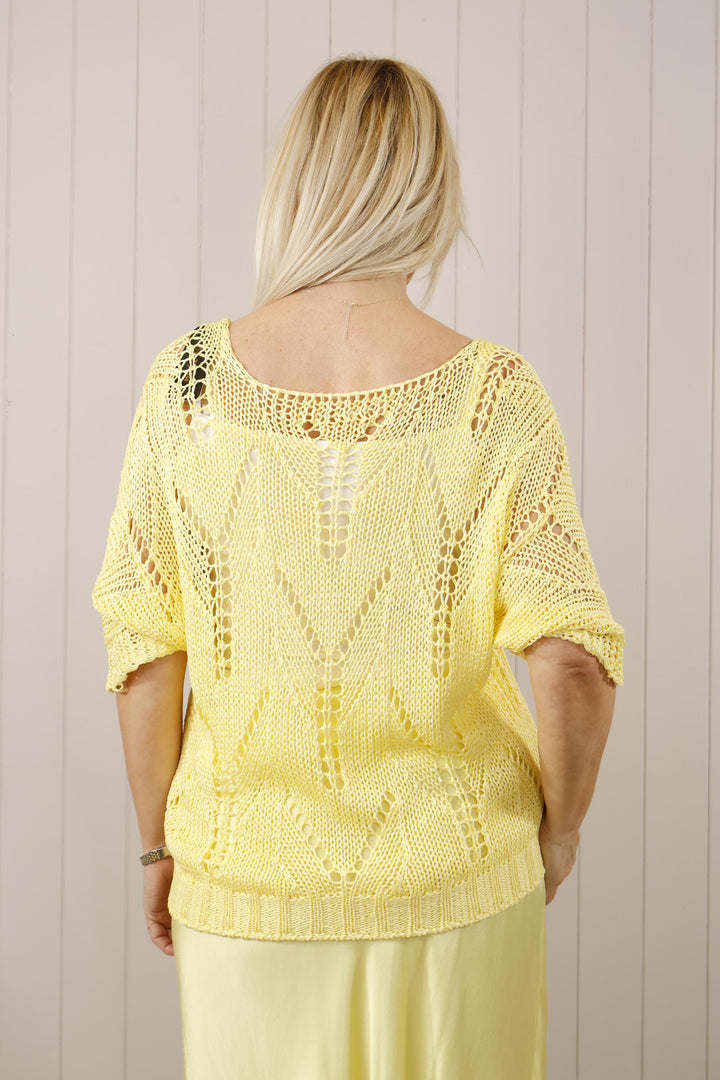 Neoma Open Knit Top Lemon