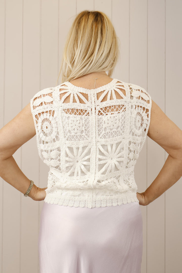 Monet Crochet Layering Top White