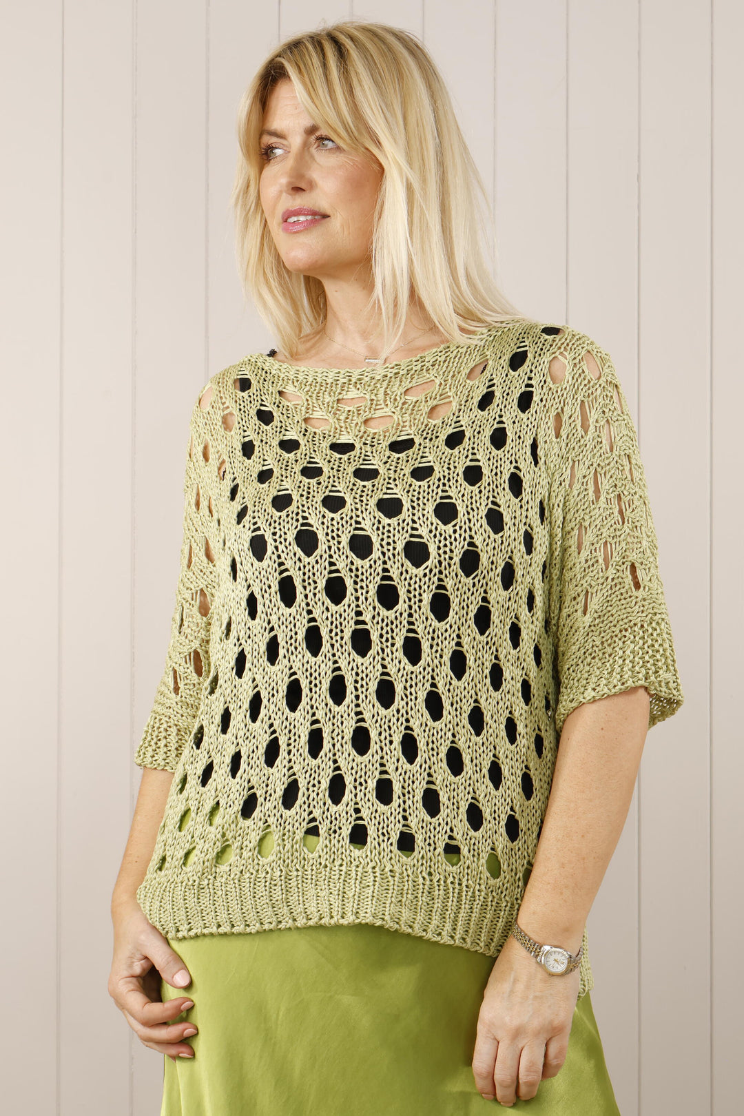 Betty Open knit top Green