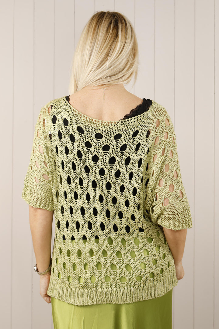 Betty Open knit top Green