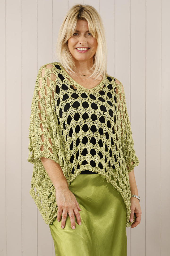 Cosima Open Knit Top Lime