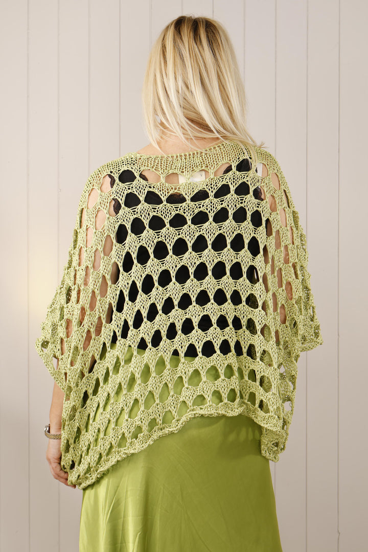 Cosima Open Knit Top Lime