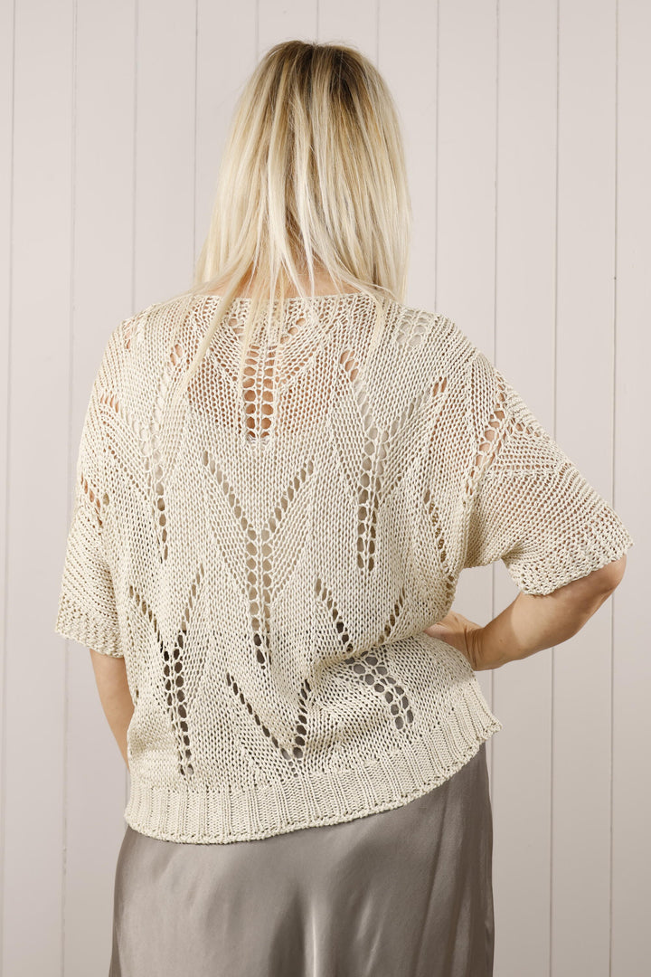 Neoma Open Knit Top Beige