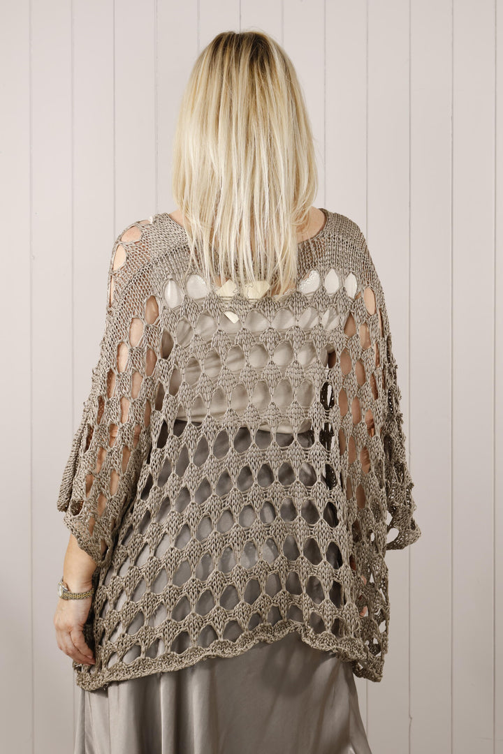 Cosima Open Knit Top Mocha