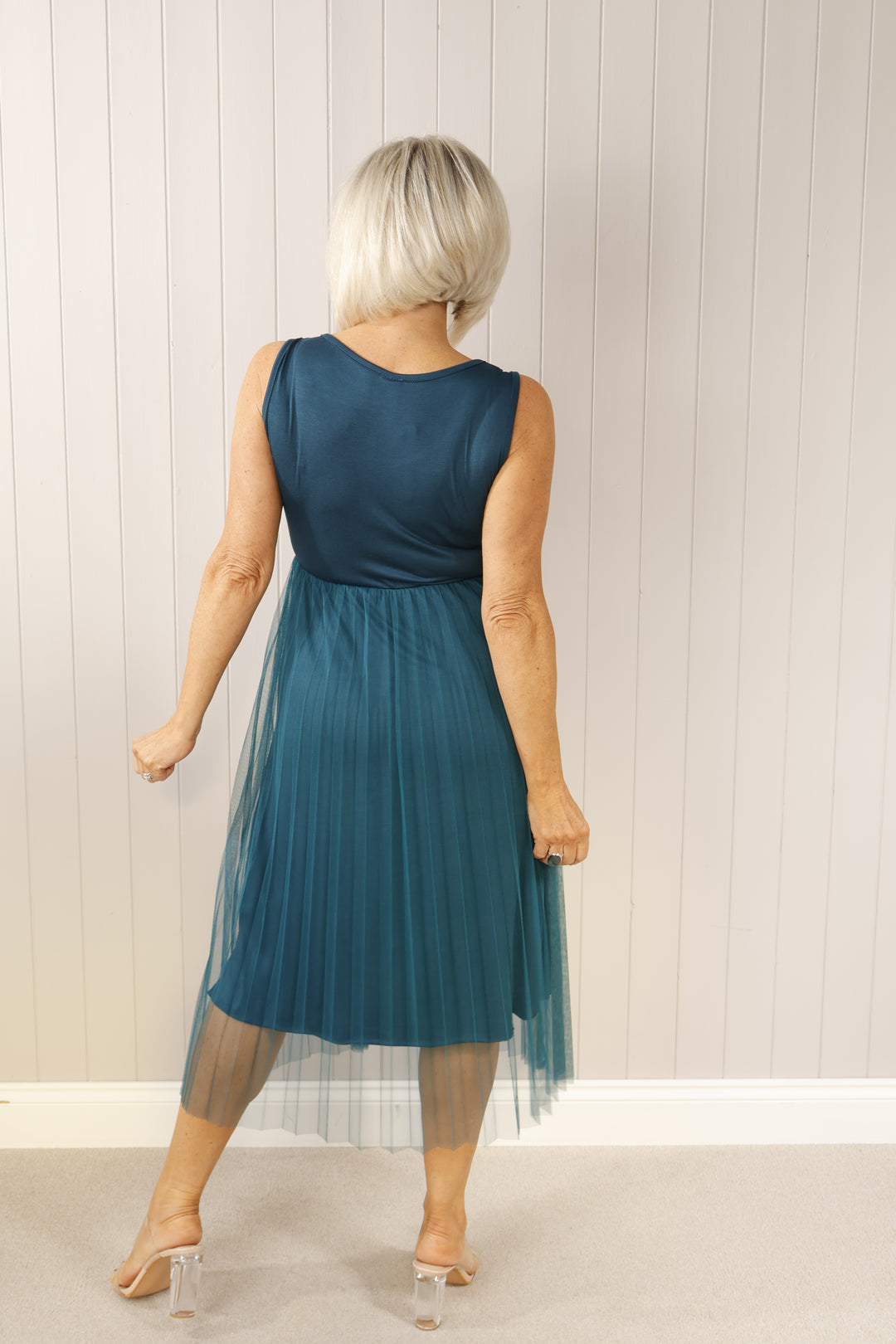 Tulle pleated dress Teal