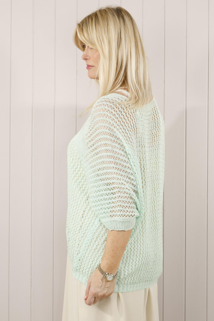 Ovi V neck open knit Mint