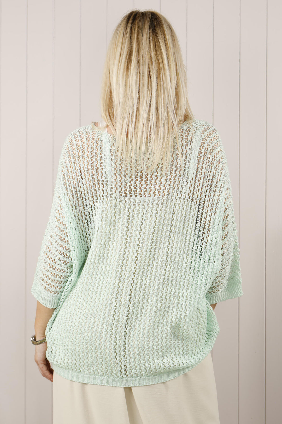 Ovi V neck open knit Mint